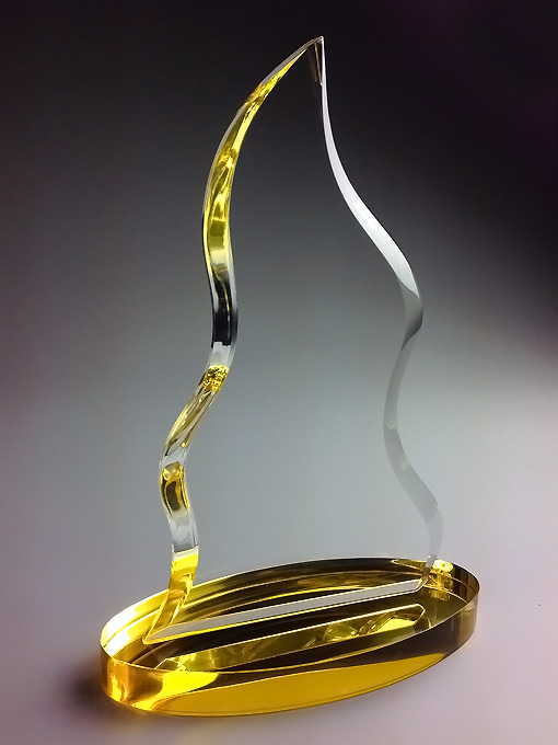 flame award, unique flame plaque, modern flame shapes, 