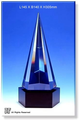 clear diamond shape trophy, custom pyramid trophy, polygon award trophy,