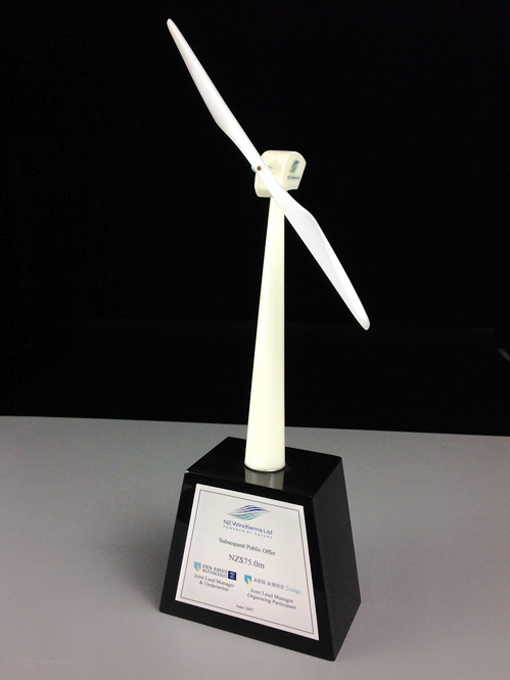 custom design wind turbine trophy, bespoke award